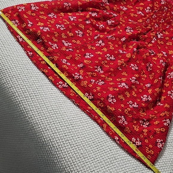 Free People Womens Red‎ Floral Chiffon Long Sleeve Mini A Line Dress Sz 0 EUC - Picture 13 of 16